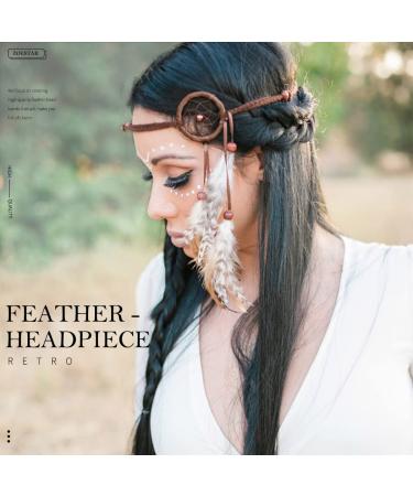 Zoestar Boho Feather Headband - Vintage Bronze Hippie Headdress & Festival Hair Jewelry for Women & Girls - Buy Online on GoSupps.com