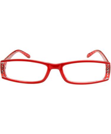 Stylish Designer Reading Glasses for Women - Red Glossy with Rhinestones Spring Hinge Multiple Diopter Options 1.0 to 3.0 - Buy Online on GoSupps.com