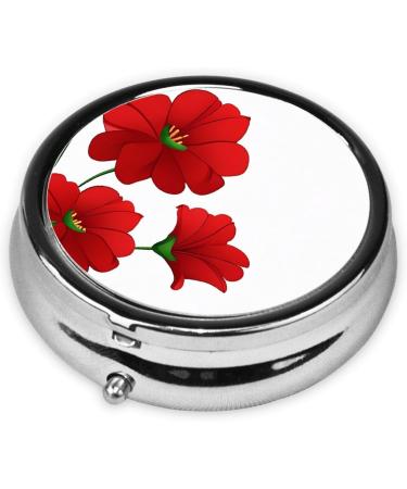 Vivid Poppy Flowers Mini Round Pill Box - 3 Compartment Travel Organizer for Medicine & Vitamins | Portable Pill Case for Home & Office - Buy Online on GoSupps.com