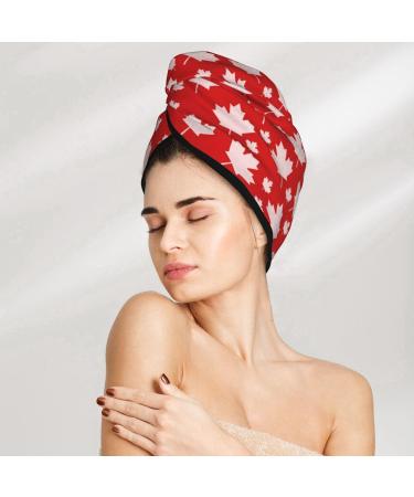 Maple Leaves Microfiber Hair Towel | Super Absorbent Coral Velvet Wrap for Women - Quick Dry Cap for Long Curly & Thick Hair - Buy Online on GoSupps.com
