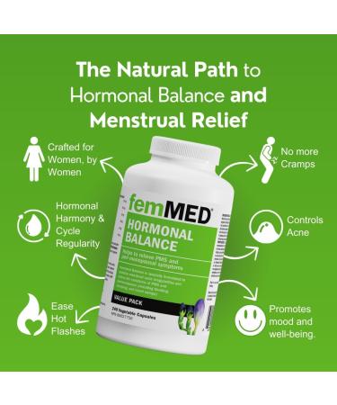 femMED Hormonal Balance - Hormone Balance Supplement for Women | Estrogen Balance. Menopause Support. Alleviates Cramps Bloating Acne Hot Flashes & Mood Swings | Dr Formulated by Canadian Doctors | 240 Count 240 count (Pack of 1) - Buy Online on GoSupps.com