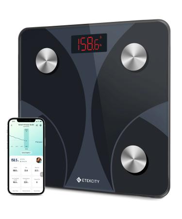 Etekcity Scale for Body Weight, Smart Digital Bathroom Weighing Machine with Body Fat for People, Accurate Bluetooth BMI Measurement, Body Composition Analyzer, 400lb Black 10.2 x 10.2 Inch
