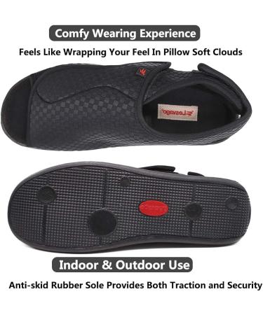 Extra Wide Open Toe Diabetic Sandals for Elderly Women - Black, Size 10 - Buy Online on GoSupps.com