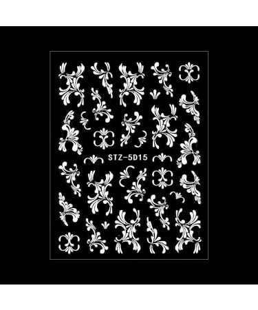 Adhesive Decals Lace Winter Sliders Embossed Flower White Nail Stickers 5D Acrylic Wedding Design(STZ-5D15)