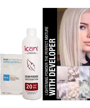 ICAN LONDON PROFESSIONAL CREAM PEROXIDE 20 VOL 6% 250 ML + RAPID BLUE POWDER BLEACH 80 G SET - Buy Online on GoSupps.com