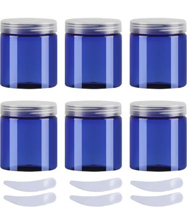 travel pots for cream small pots with lids Pack of 6 100ml Blue Plastic Cream Jars Cosmetic Pots with Clear Lids Containers for Toiletries (Color : Blauw Size : 80ml) 80ml Blauw