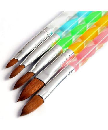 Acrylic Nail Brush Set - 5 Pcs Round Sable Design Art UV Gel DIY Brush Pen Tool Set No.4/6/8/10/12 - Buy Online on GoSupps.com