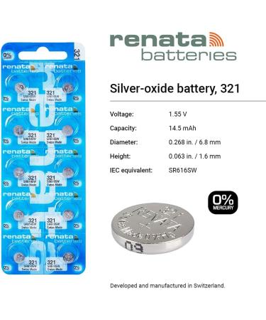 Renata 321 SR616SW Batteries - 1.55V Silver Oxide Watch Battery (10 Pack) - International Shipping Available - Buy Online on GoSupps.com