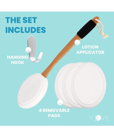 17 Long Handle Lotion Applicator for Back - Easy Reach Self Application for Body Cream, Self Tanning & Pain Relief Gels | Includes 4 Textured Pads - Buy Online on GoSupps.com