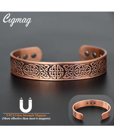 Cigmag Lymphatic Drainage Magnetic Bracelet for Men | Ultra Strength 99% Pure Copper | Adjustable Brazaletes | Celtic Knot Design | Gift Box Included - Buy Online on GoSupps.com