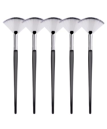 EBLLPA 5PCS Fan Makeup Brush Slim Soft Facial Fan Brush Acid Applicator Brush Professional Facial Mask Blush Brushes Cheekbones Brush Chemical Peel Brush Applicator Fan Mask Brushes for Facials Black
