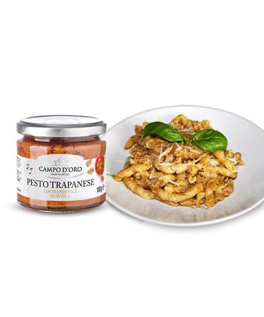 Campo D'Oro Trapanese Pesto Sauce with Tomato, Basil & Almonds - 6.3oz (180g), 100% Made in Italy - Buy Online on GoSupps.com