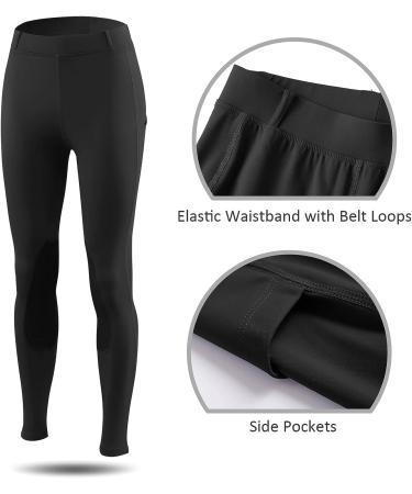 BALEAF Women's Riding Pants Equestrian Breeches Knee-Patch Tights | UPF50+ | Black - Small - Buy Online on GoSupps.com