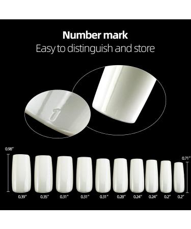 Square Shaped Acrylic Nail Tips 500PCS Full Cover False Nails with Case for DIY Nail Art 10 Sizes square-natural - Buy Online on GoSupps.com