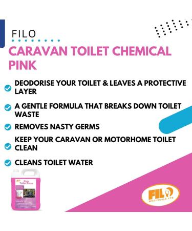 FILO Pink Caravan Toilet Chemical Rinse 5 Liters For Caravans Motorhomes and campervans Eco-Friendly Odour Eliminator and Fluid Cleaner Sanitation Solution Freshener. 1 - Buy Online on GoSupps.com