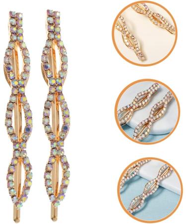 MAGICLULU 2 Pairs Ab Diamond Bangs Hairpin Hair Slides for Girls Barrettes for Thick Hair Bow Hair Clips Hair Barrettes Bangs Hair Clip Hair Pin Bobby Pin Rhinestone Bride Cute Side Clip - Buy Online on GoSupps.com