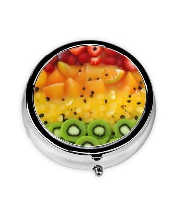 Fresh Fruitround Pill Box 3 Compartment Round Pill Box Organizer * Portable Travel Pill Box for Traveling. Black