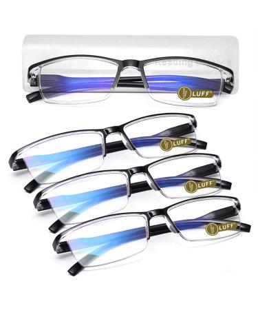LUFF 4Pcs Anti-Blue-ray Reading Glasses Portable Ultra-Light Readers(2.0X) 2.0X Black