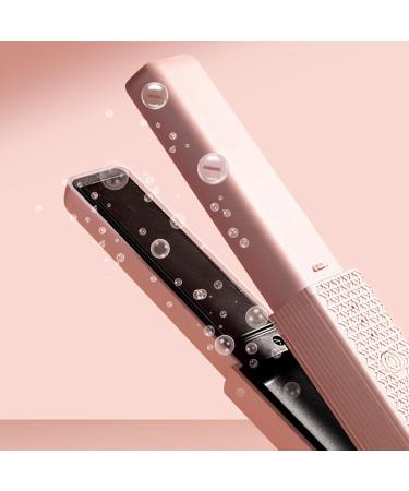 Portable Cordless Flat Iron - Even Heating Ceramic Hair Straightener for Short Hair & Curls - Ideal Styling Tool for Home & Salon - Pink - Buy Online on GoSupps.com
