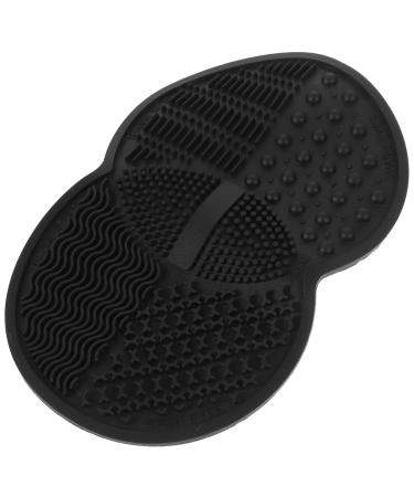 Beaupretty Cosmetic Brush Cleaner Mat Silicone Makeup Cleaning Brush Scrubber Mat Pad Brush Cleaner Round Cosmetic Brush Cleaner Washing Tools Black