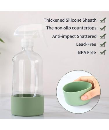 HOMBYS 16oz Glass Spray Bottles with Silicone Sleeve - Refillable Containers (2 Pack) Green Blue - Buy Online on GoSupps.com