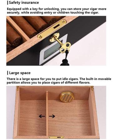 Cigar Humidor Cigar Box Storage Box with Humidifier and Digital Hygrometer Transparent Top Displayfor Decorative Box - Buy Online on GoSupps.com