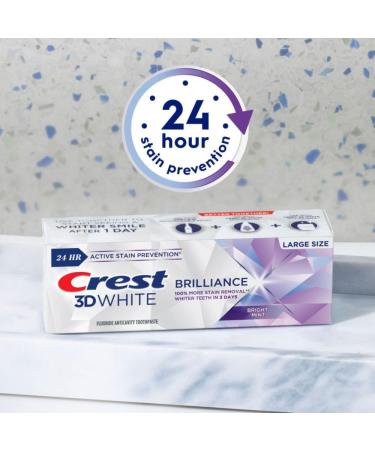 Crest 3D White Brilliance Bright Mint Teeth Whitening Toothpaste, 4.3 oz Pack of 3, 100% More Surface Stain Removal, 24 Hour Active Stain Prevention, Whiter Teeth in 3 Days - Buy Online on GoSupps.com