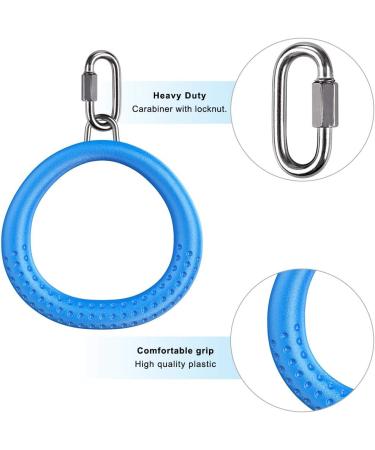 Dolibest 2PCS Round Trapeze Swing Bar Rings with Carabiners - Outdoor Ninja Swing Set Accessories for Kids - Blue Fitness Ring Set - Buy Online on GoSupps.com