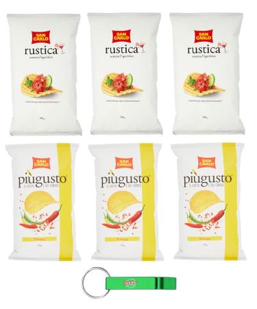 Lot de 6 paquets de test de patatine San Carlo Vivace Paprika 3 x 150 g Rustica 3 x 300 g sachets de chips de pommes de terre porte-cl s Beni Culinari