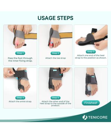 TENICORE Adjustable Bunion Corrector Toe Straightener - Double Non-slip Strap, Day Night Support for Women & Men - Buy Online on GoSupps.com