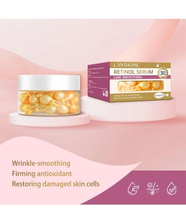 Retinol Face Serum Anti-Aging Hydrating Repairing Facial Serum Capsules with Retinol & Hyaluronic Reduces Fine Lines & Wrinkles & Nourishes Skin for Men & Women - Buy Online on GoSupps.com