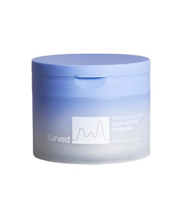 Kurved Skin Aging Curve Aqua Peptide Toner Pad 60 Sheets (6.17 fl oz) | PHA & Niacinamide Gentle Exfoliation | Hydrating Korean Toner Pads | Cooling Sensitive Skin-Friendly Lyocell Dual-Sided