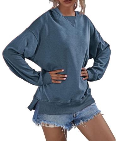 Shop Women's Autumn Winter Baby Sweater - Casual Fleece Hoodie with Quadratic Collar for Daily Party & Outdoor Travel | LOHAS TIME Dark Blue - Buy Online on GoSupps.com