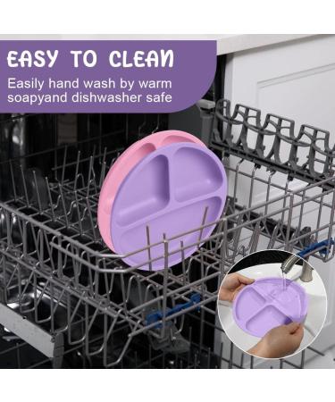 Vicloon Baby Suction Plate 2Pcs - Non Slip Silicone Weaning Plate for Toddlers - Pink/Purple - Fits Most Highchairs - Self Feeding Dishes - Buy Online on GoSupps.com