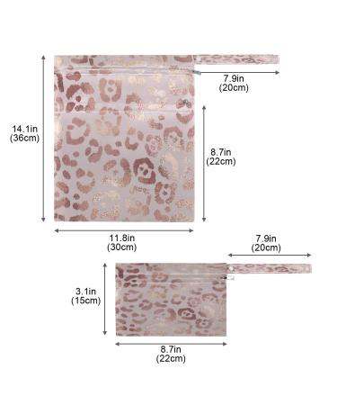 Pastel Pink Leopard Print Wet Dry Bags Set - Waterproof Reusable Diaper Bag for Travel & Beach - 2pcs - Buy Online on GoSupps.com
