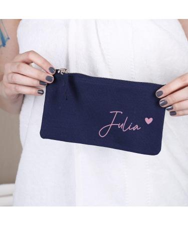 Herz & Heim Customizable Heart Cosmetic Bag - Perfect Gift for Women | Small Blue Cosmetic Case - Buy Online on GoSupps.com
