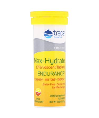 Trace Minerals Research Max-Hydrate Endurance Effervescent Tablets Citrus 1.59 oz (45 g)
