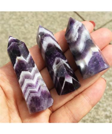 Natural Crystal 3pc Natural Fantasy Amethyst Crystal Wands Crystal Obelisk Polished Points 6 Faceted Full of Texture - Buy Online on GoSupps.com