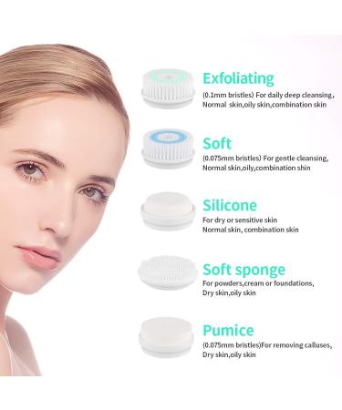 MALKERT Facial Cleansing Brush - 5 Brush Heads, 3 Modes, Rechargeable, Waterproof, Exfoliating Blue - Buy Online on GoSupps.com