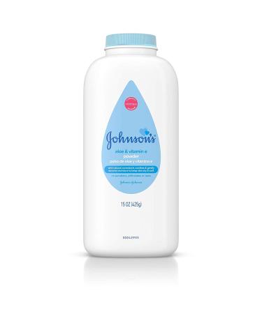 Johnson's Baby Powder Pure Cornstarch with Aloe & Vitamin E 15-Ounce Bottles (Pack of 6)