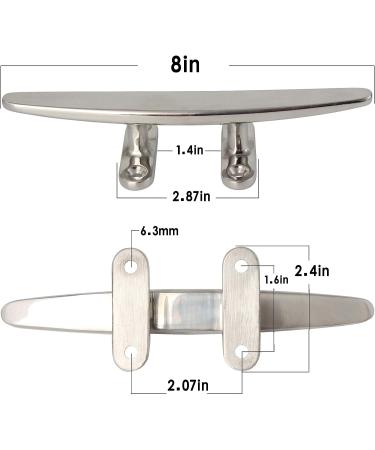 VEITHI Stainless Steel Boat Dock Cleats - 5in/6in/8in (3 Sizes) Open Base Flat Top - 2 Pack (8inch) with Stainless Steel Screws - Buy Online on GoSupps.com