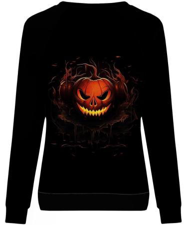 Halloween Costumes Printed Fashionable Casual Long Sleeved Zipper Round Neck Hoodies Sweater Tops Black Small - Buy Online on GoSupps.com