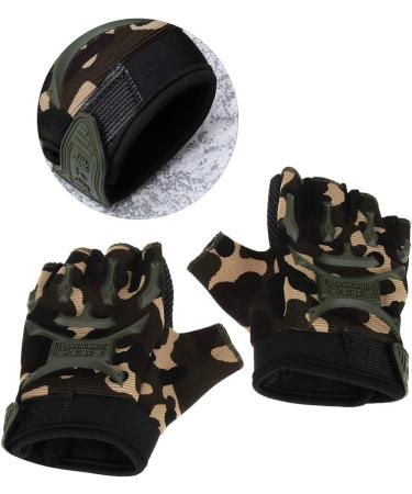 LIOOBO Kids Cycling Gloves - Half Finger Sports Gloves for Outdoor Activities - Army Green - Buy Online on GoSupps.com