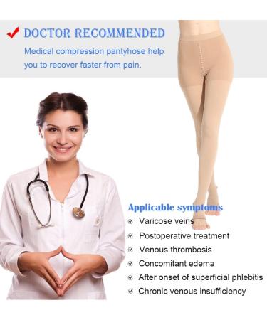 Medical Compression Pantyhose 20-30 mmHg for Women & Men | Open Toe Support Hose Tights for Swelling Edema & Varicose Veins - Buy Online on GoSupps.com