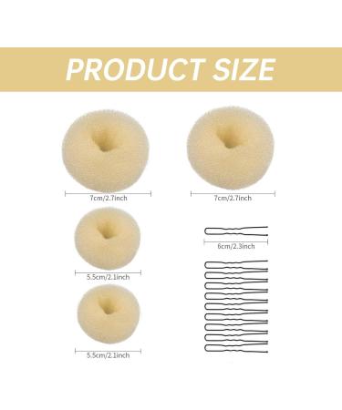 Hair Donut Bun Maker Set - 4 Pcs with 10 Hair Pins, 2 Sizes Doughnut Hair Bun Shaper for Chignon Style - Beige Hair Accessories for Girls and Kids - Buy Online on GoSupps.com