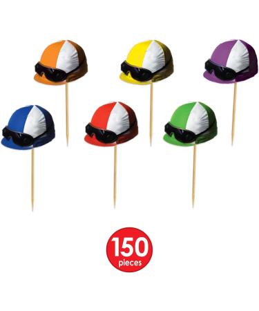 Beistle 60966 Jockey Helmet Food Party Picks 150 Piece Derby Day Decorations Sports Cupcake Toppers Paper Wood Multicolored - Buy Online on GoSupps.com