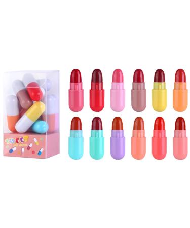 12-part matt lipstick set nude color mini capsule lip tint Long Long Long Long Long Lip Lip Stick Gifts for women 1 piece (12 pack) multicolored