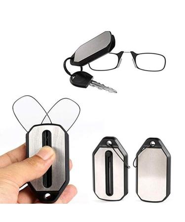 YUnnuopromi Unisex Foldable Nose Clip Reading Glasses Keychain Strength 1.5 2.0 2.5 3