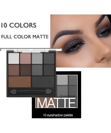 Matte Eyeshadow Palette - 10 Intense Eye Shadow Shades for Smokey Makeup Look - Pressed Pigments with Dual-Ended Brush - Women/Girls (Matte 02) - Buy Online on GoSupps.com