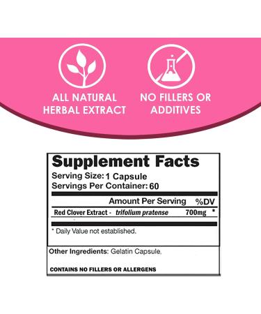 VH Nutrition Red Clover 700mg | Trifolium Pratense for Hormone Balance & Menopause Support | Natural Relief for Women | 60 Capsules - Buy Online on GoSupps.com